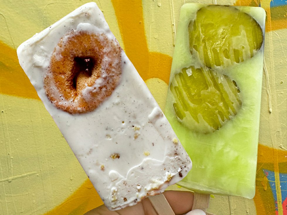 popsicles with donut and pickles